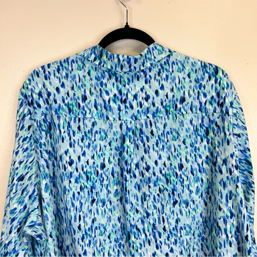 Ocean Blue Patterned Button Down Shirt Lightweigh… - image 10